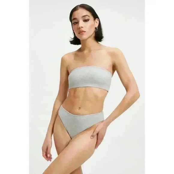 NWT Good American SPARKLE BETTER BAND TOP Size 1 / Small in Silver - Picture 2 of 6